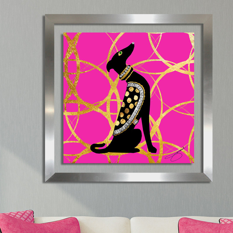 « déco dog », impression, H 27,5 po x l 27,5 po x P 0,75 po, Plexiglas argenté encadré
