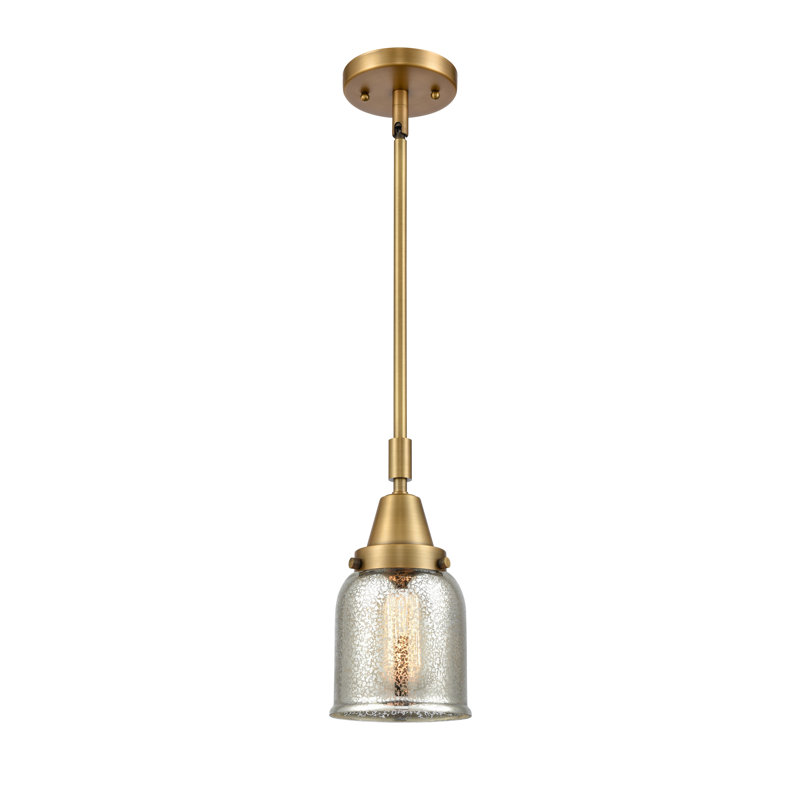 Luminaire suspendu 1 lumière à une cloche, H 44,12 po x l 5 po x P 5 po, Argent mercuré plaqué, Laiton brossé