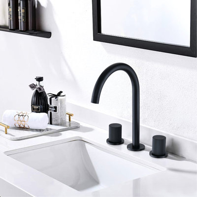 Matte Black Bathroom Faucet With Rust & Corrosion Protection And Soft Water Foam Two Handles Tap 360 Rotation Precise Flow Management