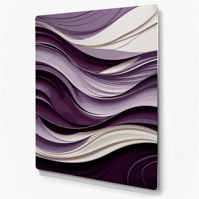 Paysage abstrait 68, art mural mauve en métal