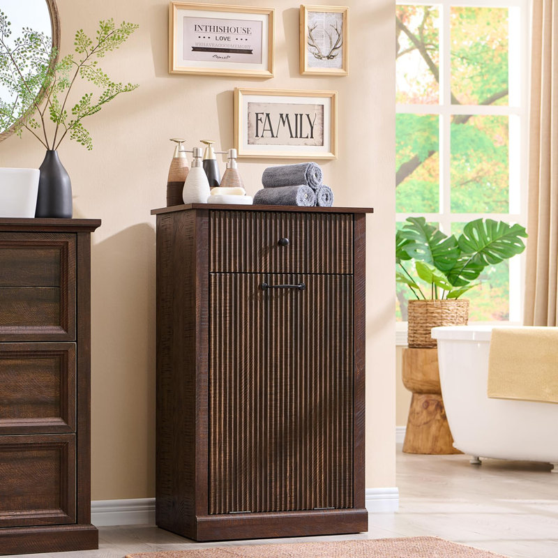 Modern Tilted Laundry Basket Cabinet