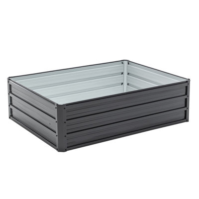4x3x1ft Metal Raised Garden Bed,Deep Root Outdoor Galvanized Planter Box,Patio Kit Planting Beds for Vegetables Flowers Herb,Black