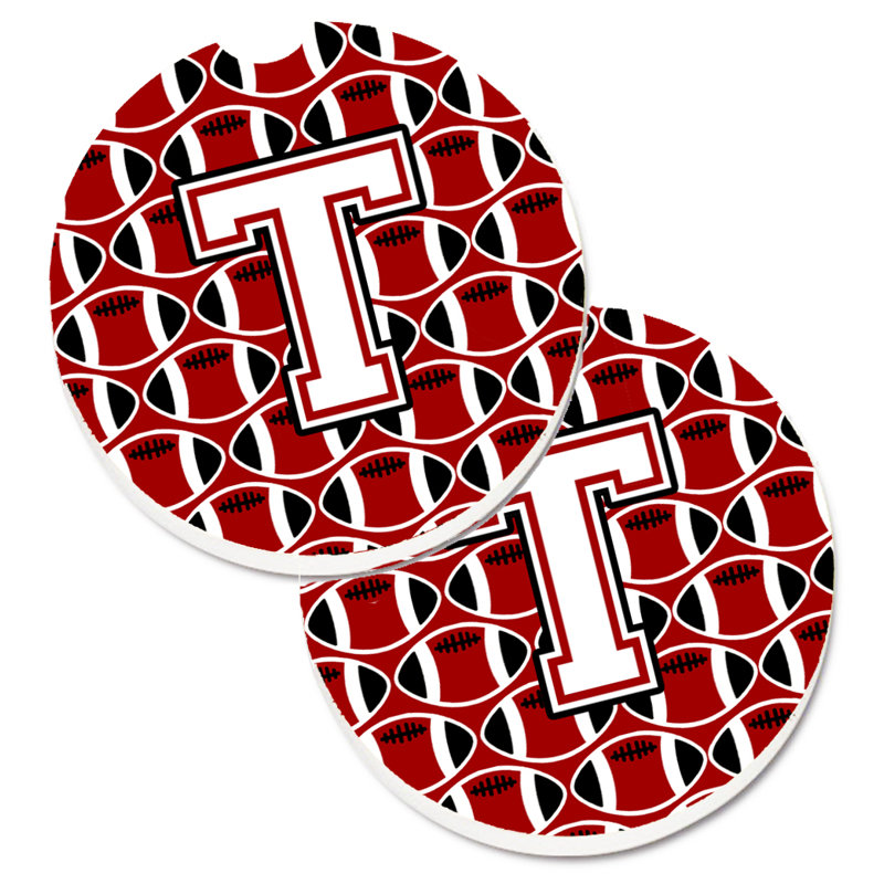 Sous-verre de football, T, Cardinal / blanc