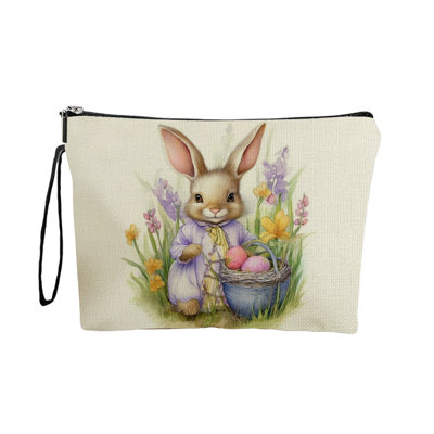  Easter Bunny Patterns Storage Bag Portable Makeup Bag Equipped with Antiskid Zipper and Handle Travel Small Item Storage Bag Easter Decorations.