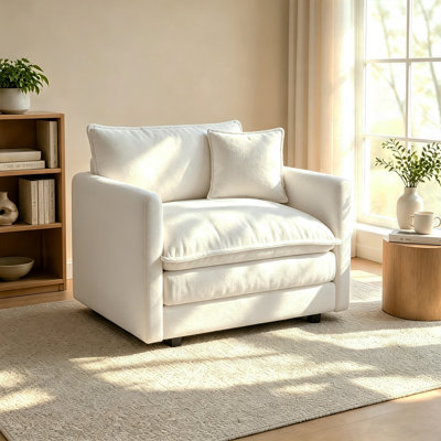 Canapé de 41 po à assise simple en chenille avec coussin profond et coussins décoratifs de 41 po de profondeur