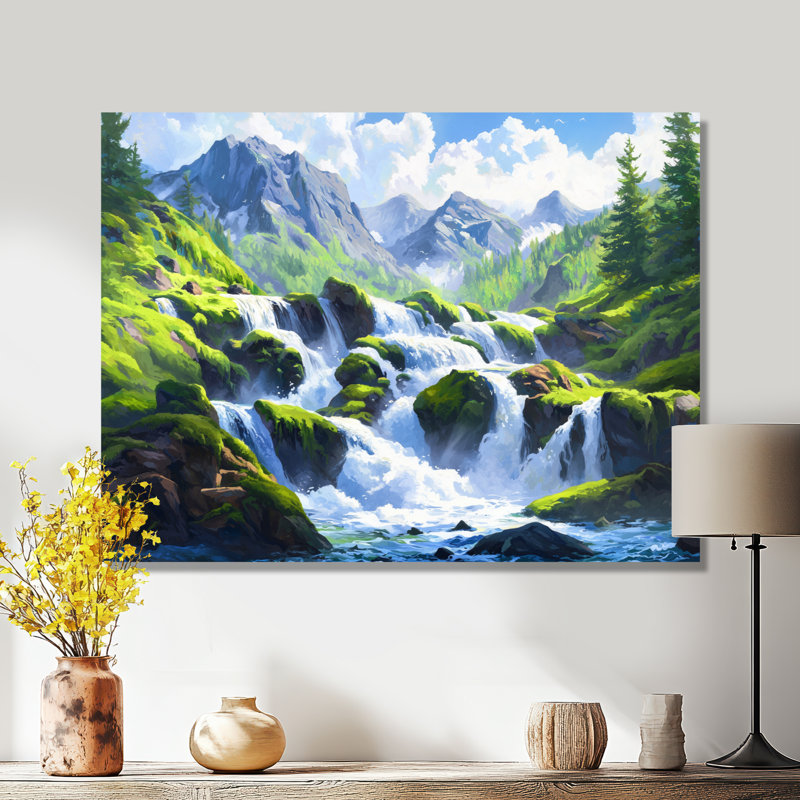 «Cascadeing Waters In Washington II», impression murale de Washington, H 12 po x l 20 po, Toile tendue, Ne s’applique pas