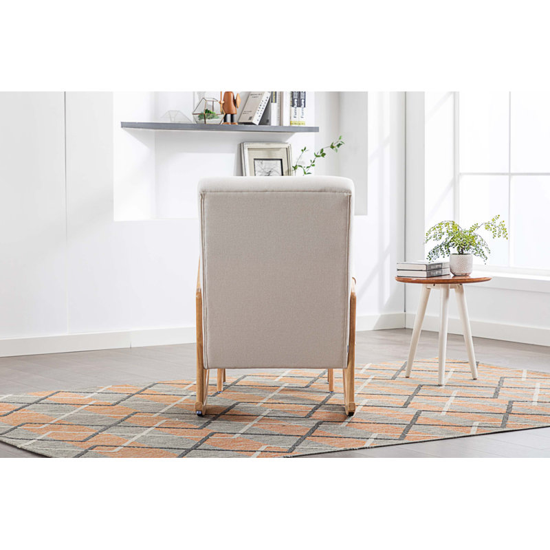 Chaise berçante Solid + PlyWood, Tissu en polyester beige