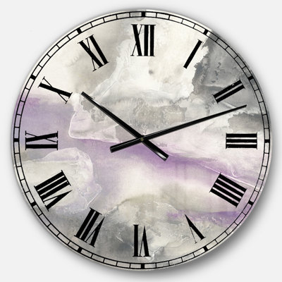 Modern Farmhouse Large Wall Clock - Watercolor Minimal Purple Tones I