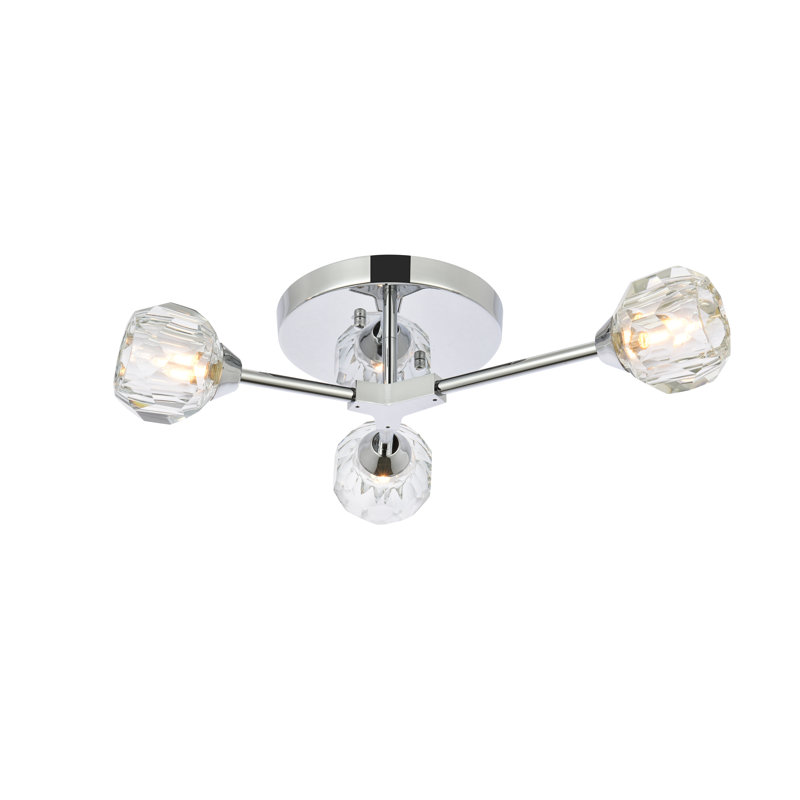 Plafonnier encastré en cristal Halfon, Chrome