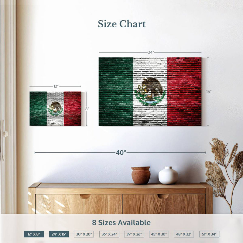 Drapeau mexicain Borges, H 16 po x l 24 po