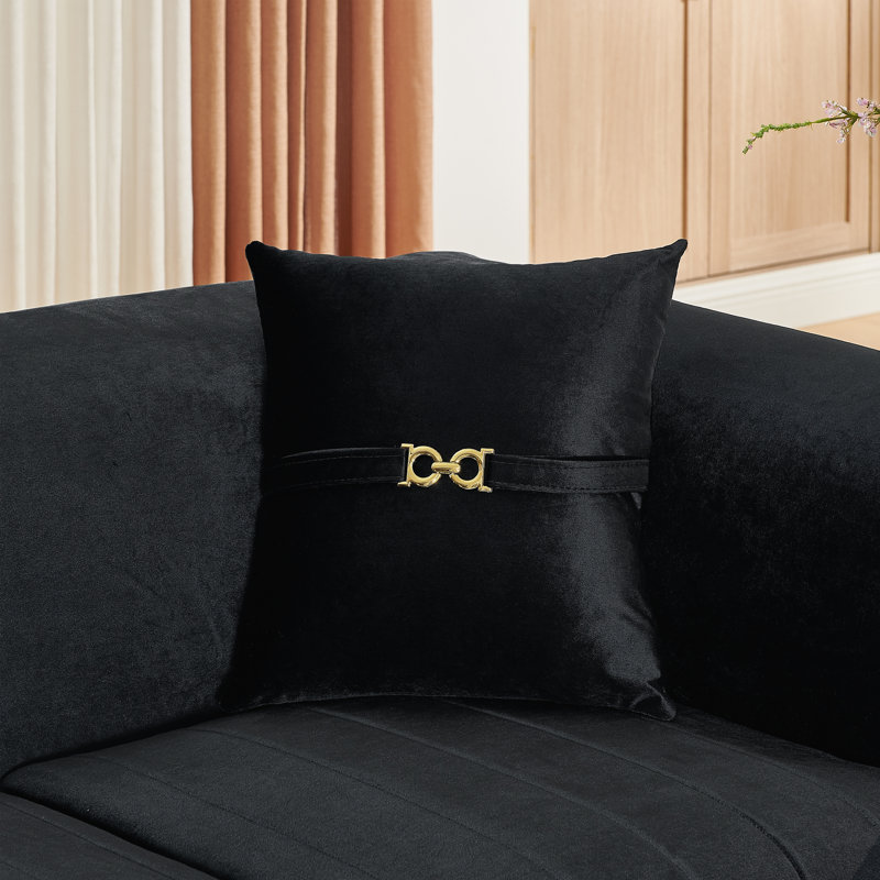 Causeuse Modern Sofas, canapé en velours de 61,8 pouces avec garniture en métal doré pour la maison