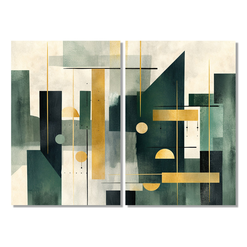 Univers vert doré - impressions sur toile modernes et vertes, 36" H x 48" W, Wrapped Canvas, Does Not Apply