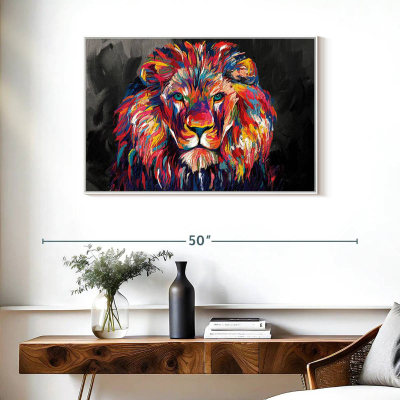 Couleur abstraite du regard du lion, Cadre flottant blanc, 37 po x 25 po