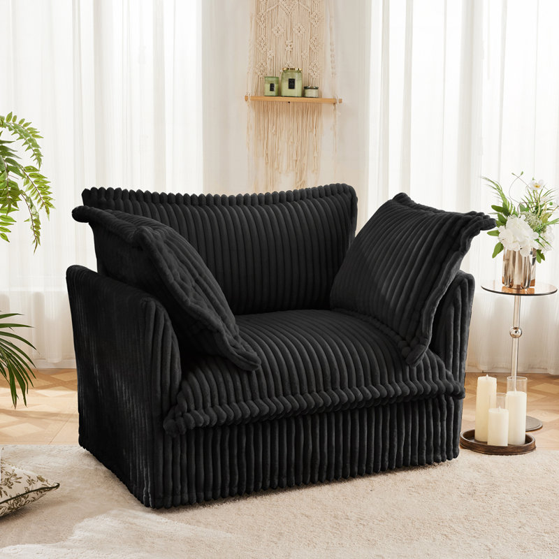 Fauteuil en velours côtelé, Velours côtelé noir