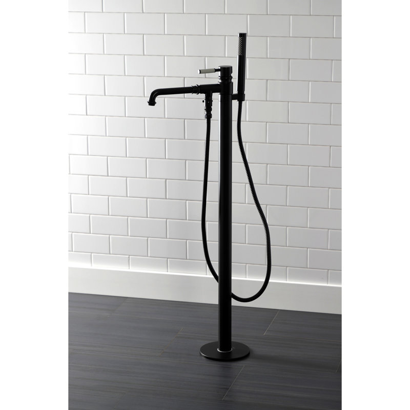 Kaiser Single Handle Floor Mounted with Hand Shower, Matte Black