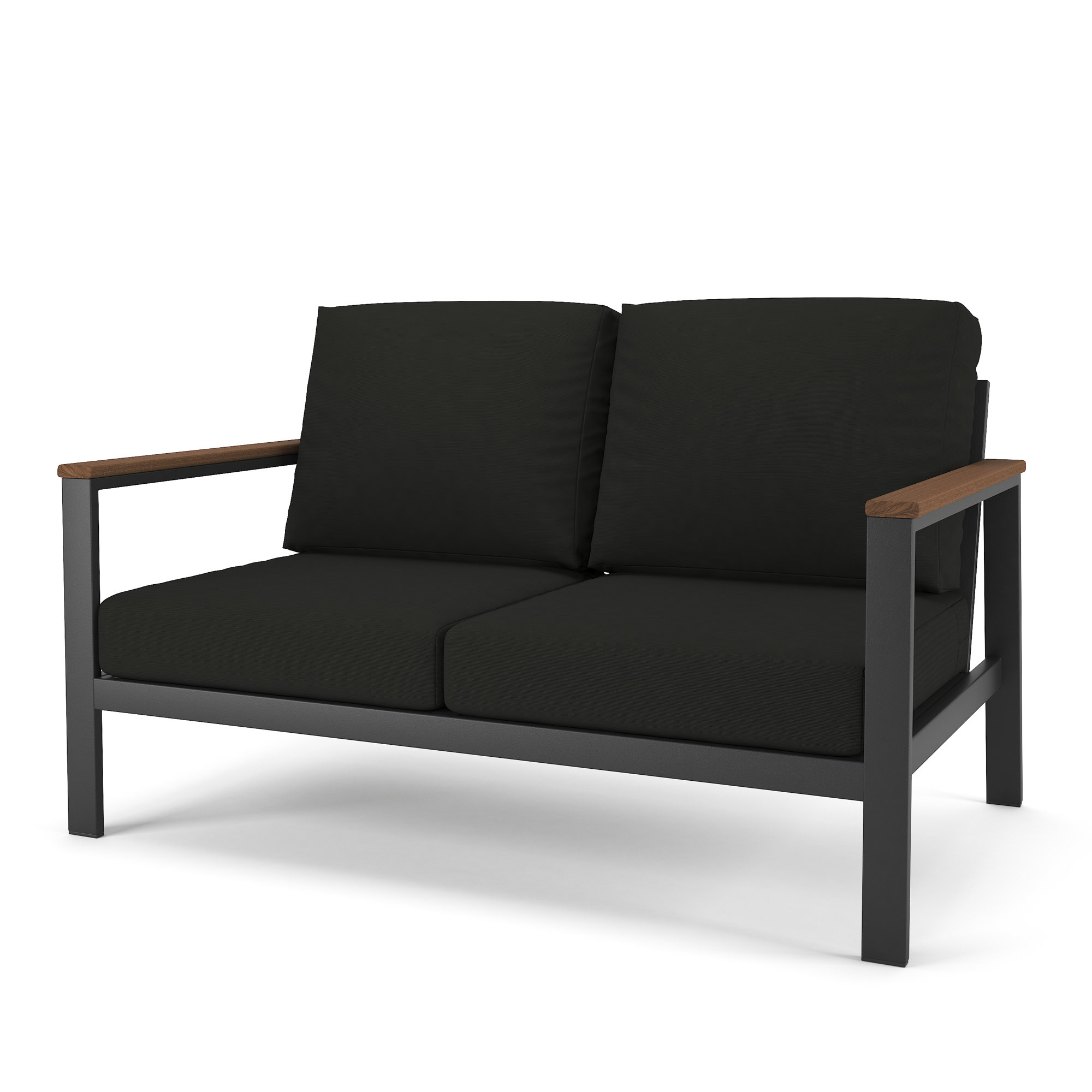 Townsend Loveseat with Sunbrella Cushion, Brown, Canvas Black Sunbrella® Canvas