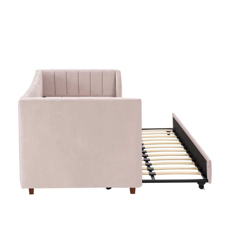 Lit de jour simple avec couchette Ricketts, Rose