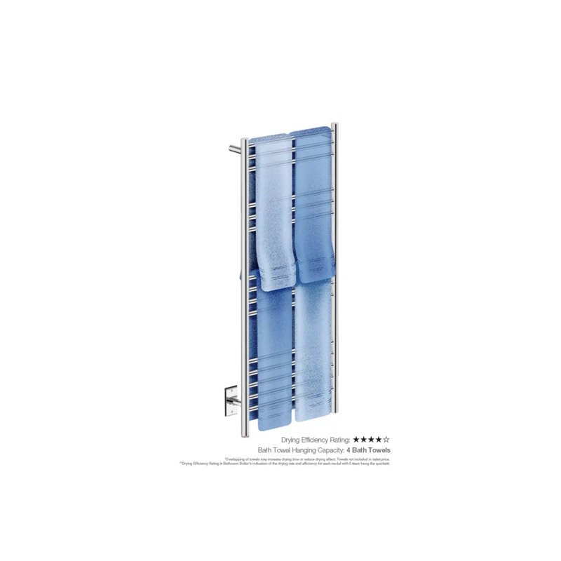 Natural 15 Double Wall Mounted Towel Rack, 48.5" H x 20" L x 4.5" D, Polished Stainless Steel