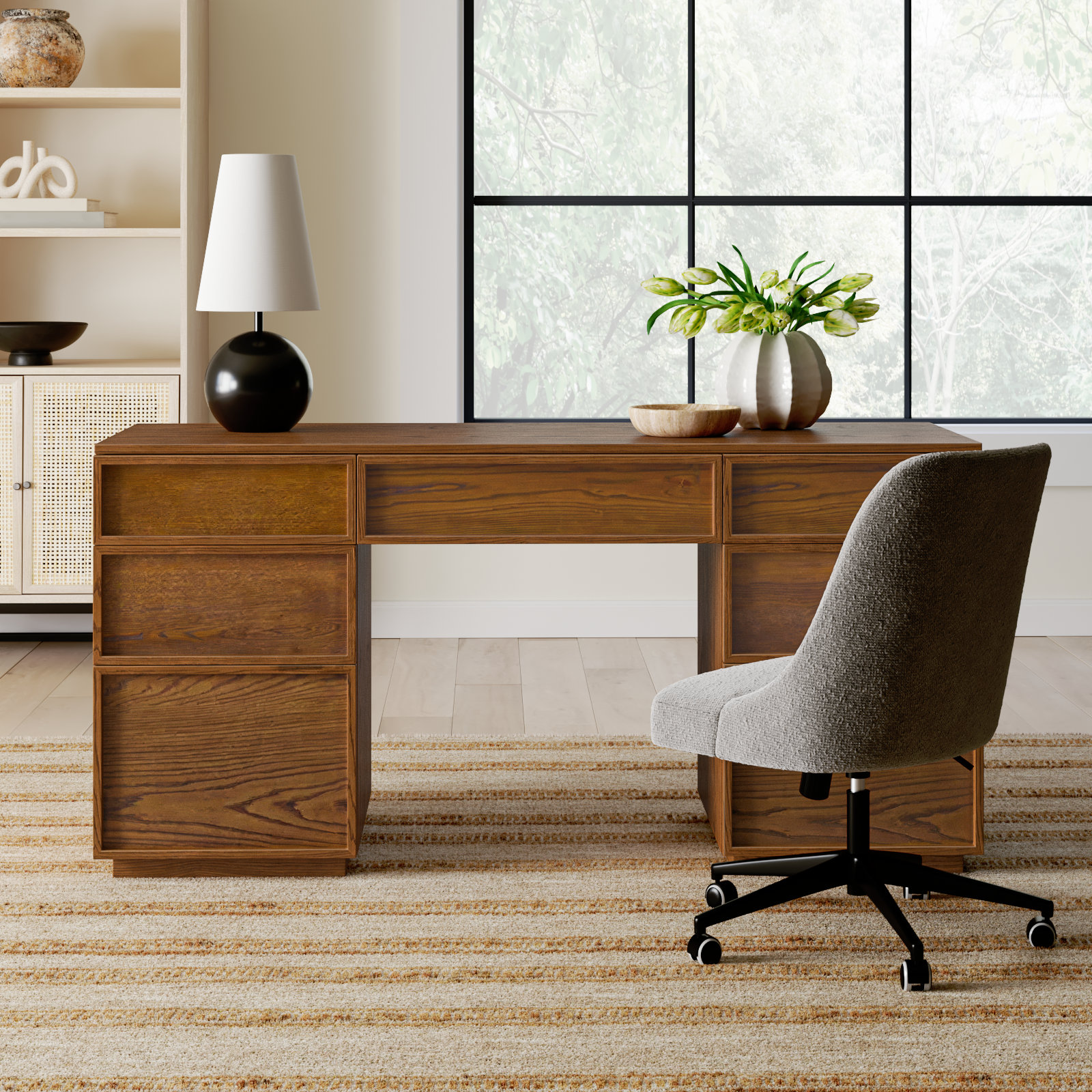 Hudson 60" Writing Desk, Medium Oak