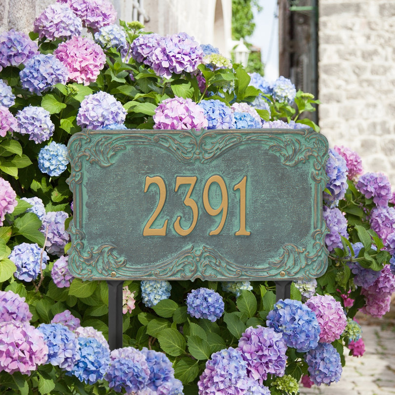 Signature Series 1-Line Lawn Address Sign, Verdigris, Bronze, Yes