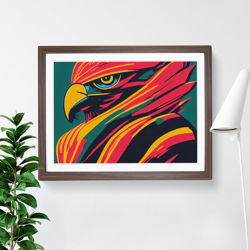 Abstract Eagle Bird - Framed Print, 34cm H x 46cm W x 2cm D, Walnut