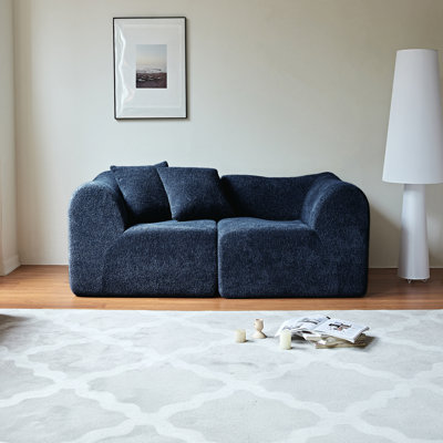 Modern And Space - Saving 2 - Seater Velvet Fabric Sofa With Pillows, Ideal For Small Living Areas And Offices, Featuring Soft Compressed Design