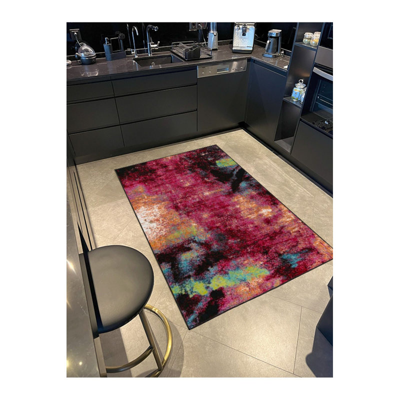 Tapis lavable mauve à motif tissé pastel, Sous-tapis rectangulaire 4 pi 7 po x 6 pi 7 po inc