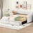 Twin Xl To King Beige Upholstered Daybed With Two Drawers, Stylish Buttoned Design On Back And Drawer, Comfort Foam Padding Size Storage Soft Seating , Wood Slats For Support