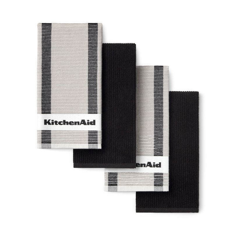 Ensemble de 4 serviettes de cuisine Kitchenaid, Noir mat