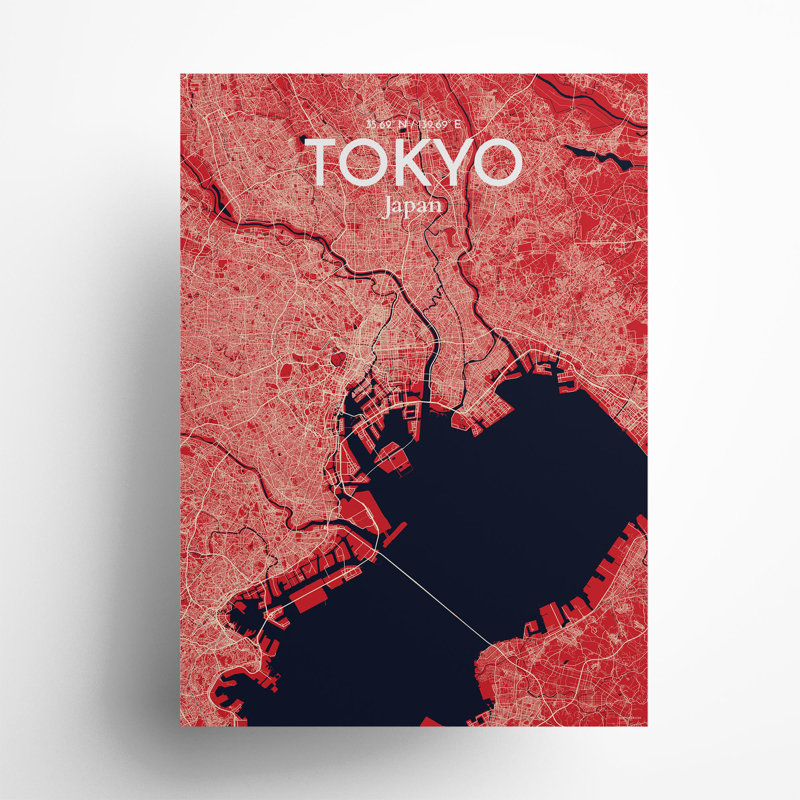Tokyo City Map In Nautical - No Frame Print, 27.6cm H x 19.7cm W x 0.05cm D