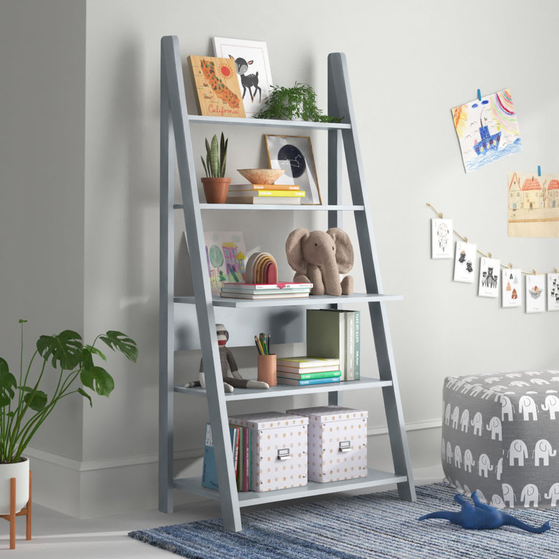 Gardi 175.5cm H x 64cm W Ladder Bookcase, 84.2 cm x 17.5.4 cm x 36.7 cm, Grey