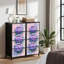 Commode 4 tiroirs pour chambre à coucher, commode étroite, plateau en bois et structure de bureau en fer 18 po x 37,5 po - (l x H) - avec aquarelle et fleurs d'hortensia mauve rose