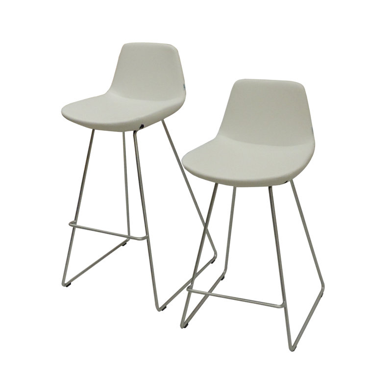 Upholstered Counter Stool with Metal Frame, White Eco Leather, White, Bar Stool (29" Seat Height)