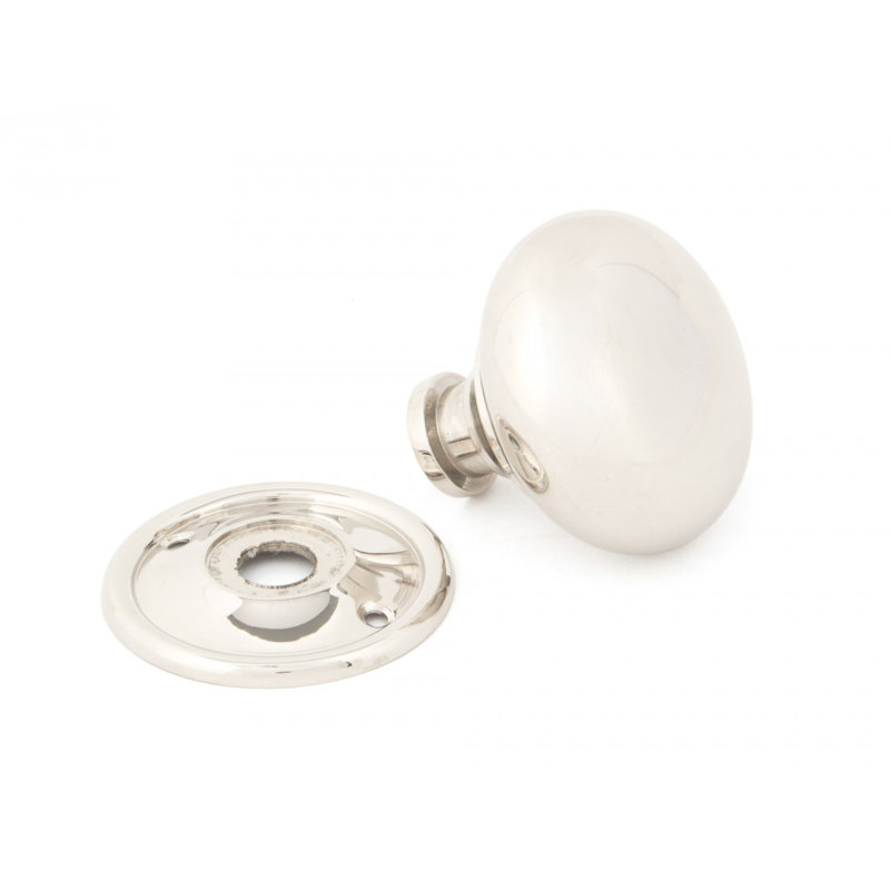 Mushroom Mortice/Rim Knob Set, Polished Nickel