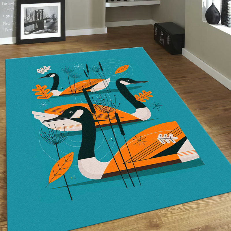 Floral Artistry Inspired Non Woven Thin Type Printed Rug for a Refined Indoor Living Space