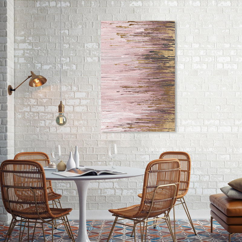 «Blush Rains Duet I», peinture sur toile, H 36 po x l 24 po, Toile tendue