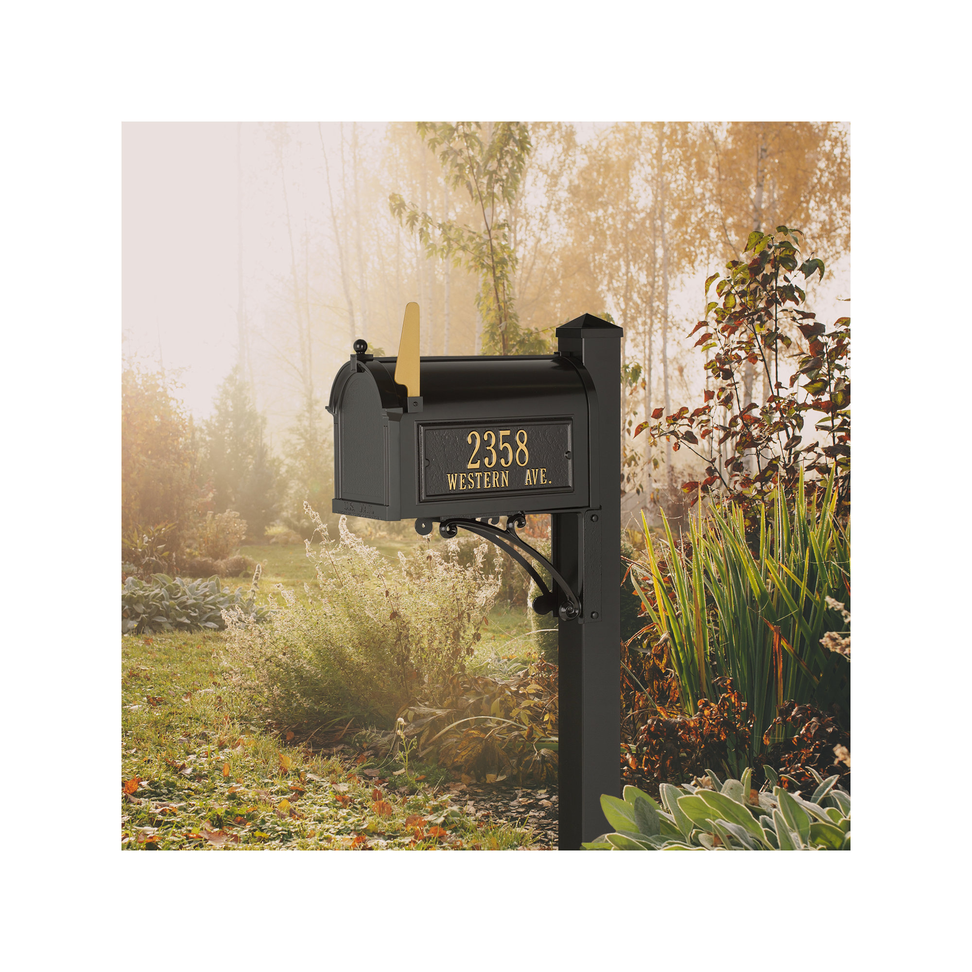 Superior Post Mounted Mailbox, Yes, Black