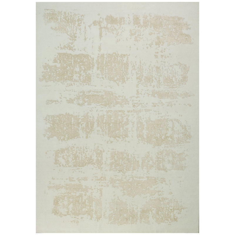 Tapis blanc noué à la main de haute qualité, Rectangle de 5 pi x 8 pi