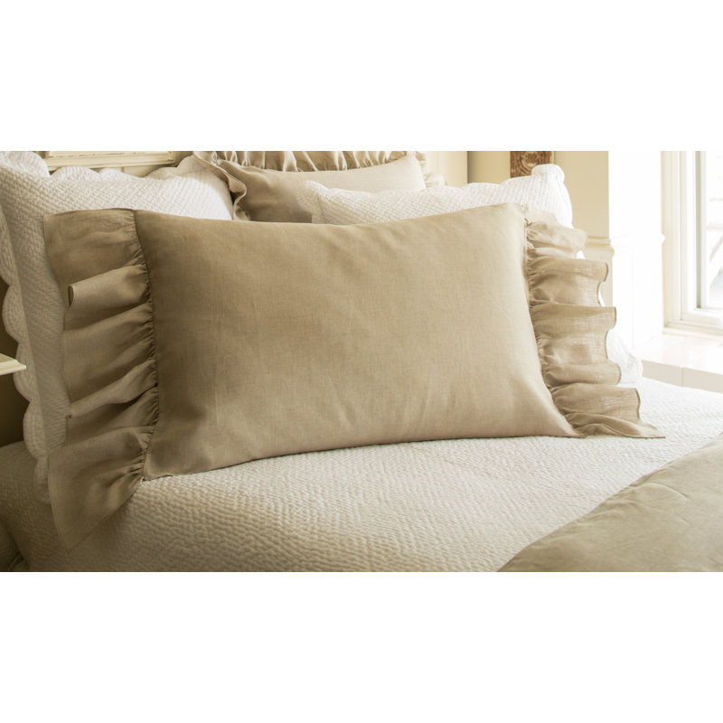 Verandah Linen Ruffled Sham, King, Natural