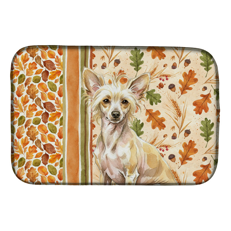 Hairless Palomino Chinese Crested Heirloom Fall Dish Drying Mat