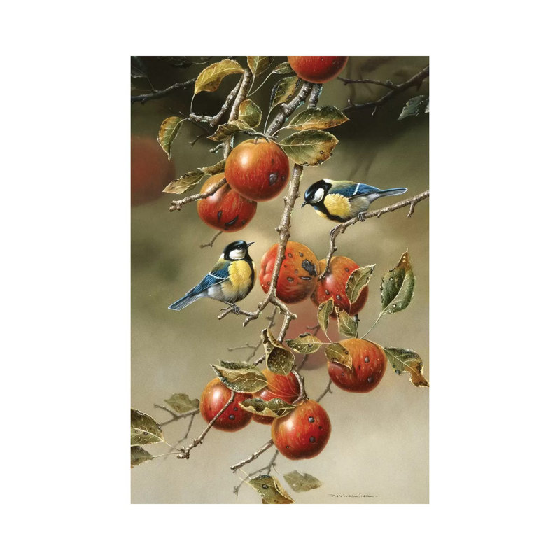 Two Birds In An Apple Tree by Jan Weenink - Wrapped Canvas Painting, 66.04 cm H x 45.72 cm W