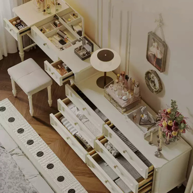 Cream Style Solid Wood Dressing Table