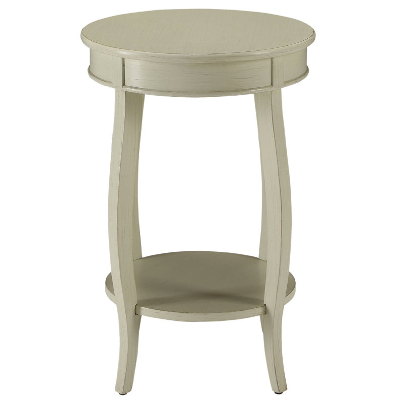 Table ronde Timeless blanc antique avec tablette pour les espaces de vie modernes, Blanc antique