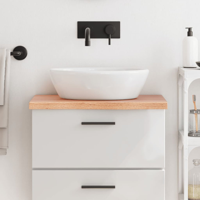 Bois massif traité avec meuble-lavabo vidaXL, Brun clair