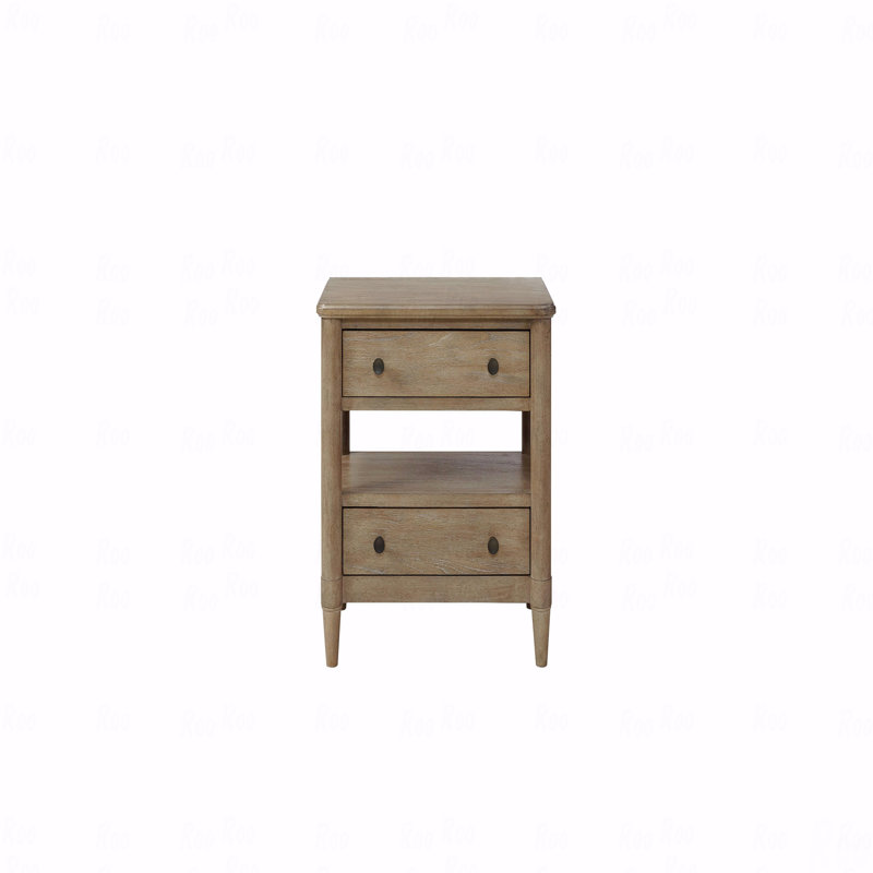 Table de chevet ouverte finition sable avec 2 tiroirs, Sable