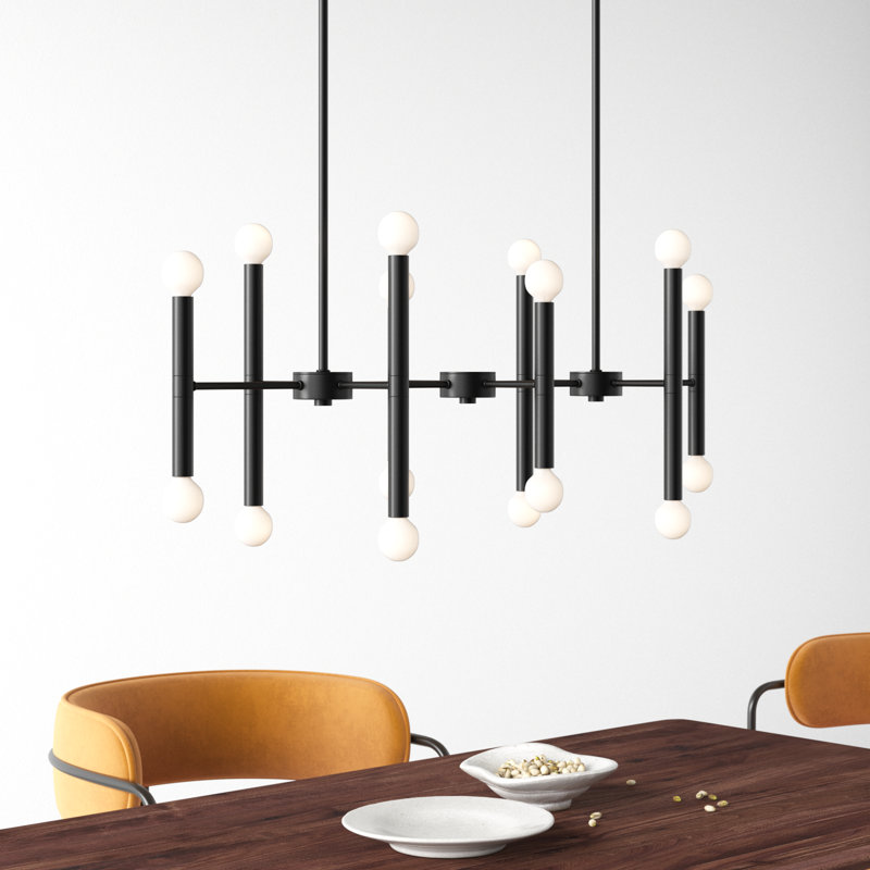 Jamir 16 - Light Dimmable Modern Linear Chandelier, Black