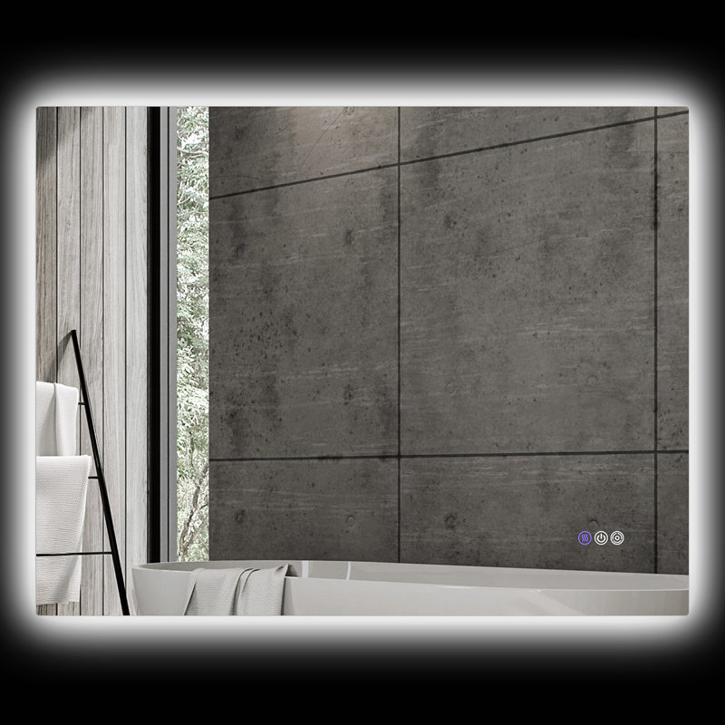 Miroir de salle de bain à DEL avec lumières, miroir à DEL rétroéclairé de 35 po x 28 po pour salle de bain avec antibuée, mémoire et température de couleur infinie, miroir de meuble-lavabo mural à intensité variable, placement horizontal / vertical