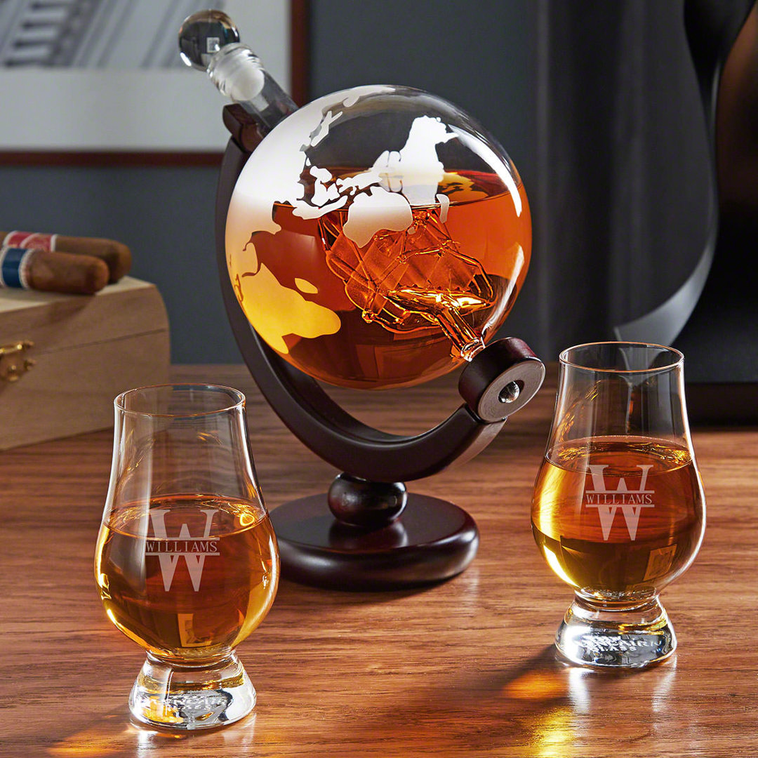 Kaity Personalized Globe 3 Piece Whiskey Decanter Set Darby Home Co 