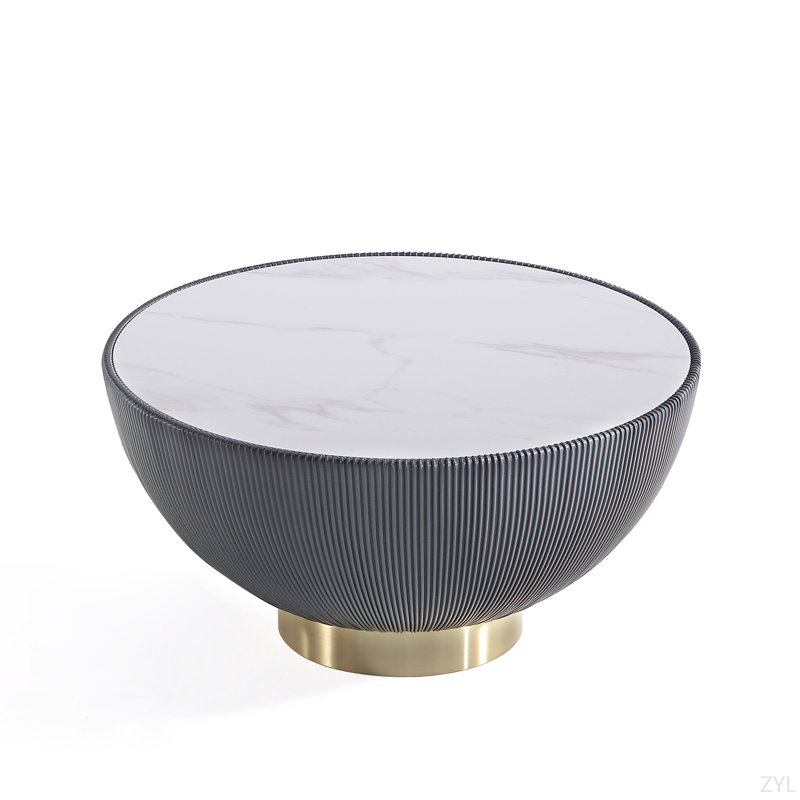 Sintered Stone Top Upholstered Coffee Table, Black