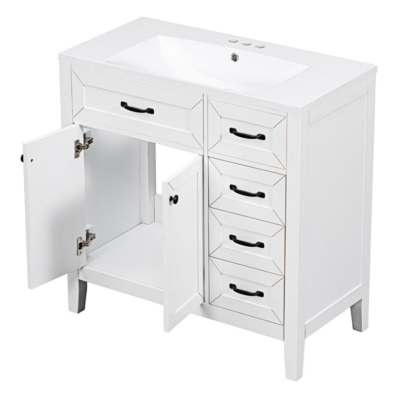 Meuble-lavabo sur pied simple 35,98 po Millstead, Blanc